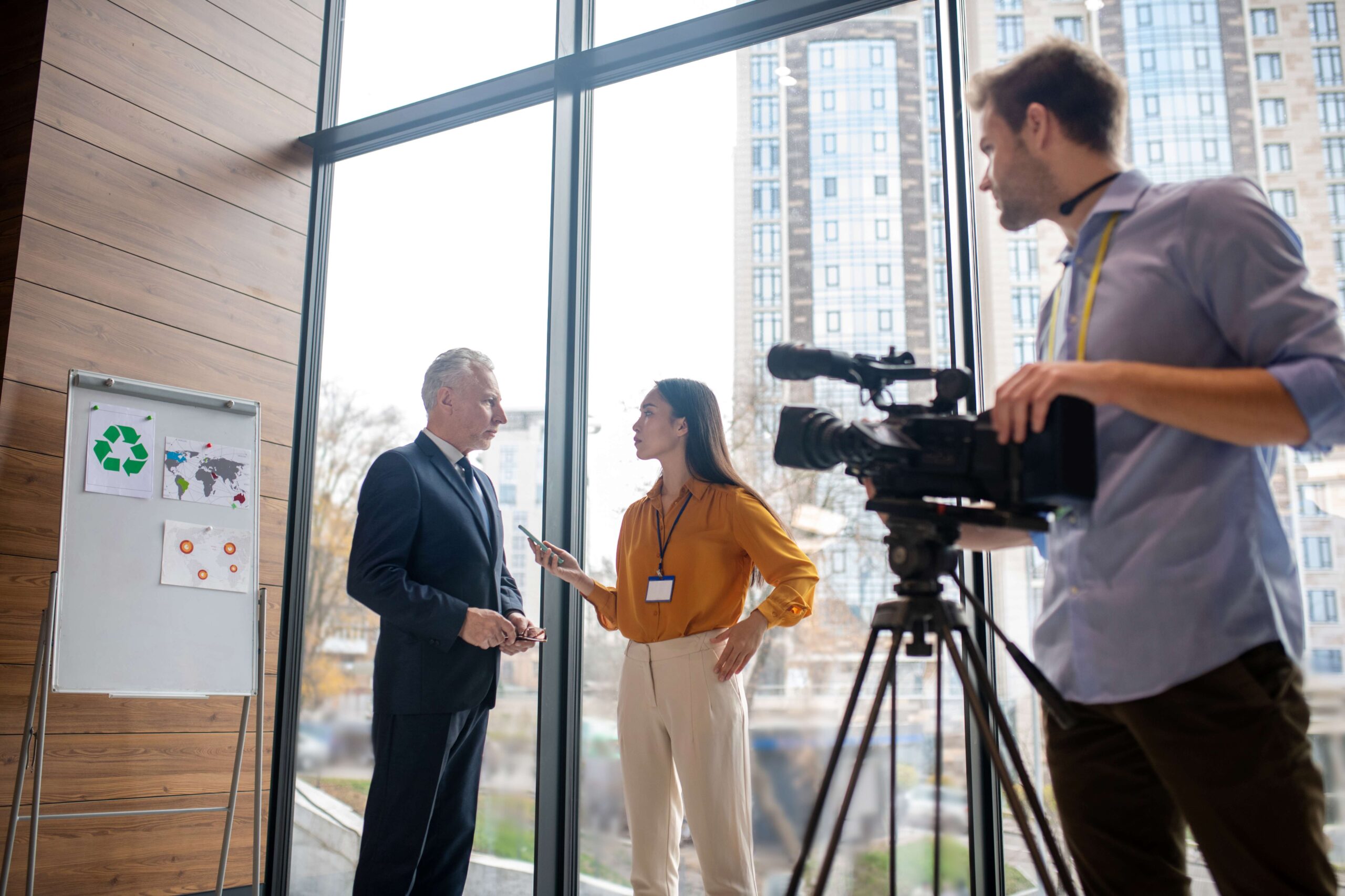 Team reviewing a corporate video